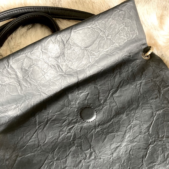 ANTHROPOLOGIE *NWT* Black Fold-over Clutch/Crossbody Handbag - Picture 6 of 8